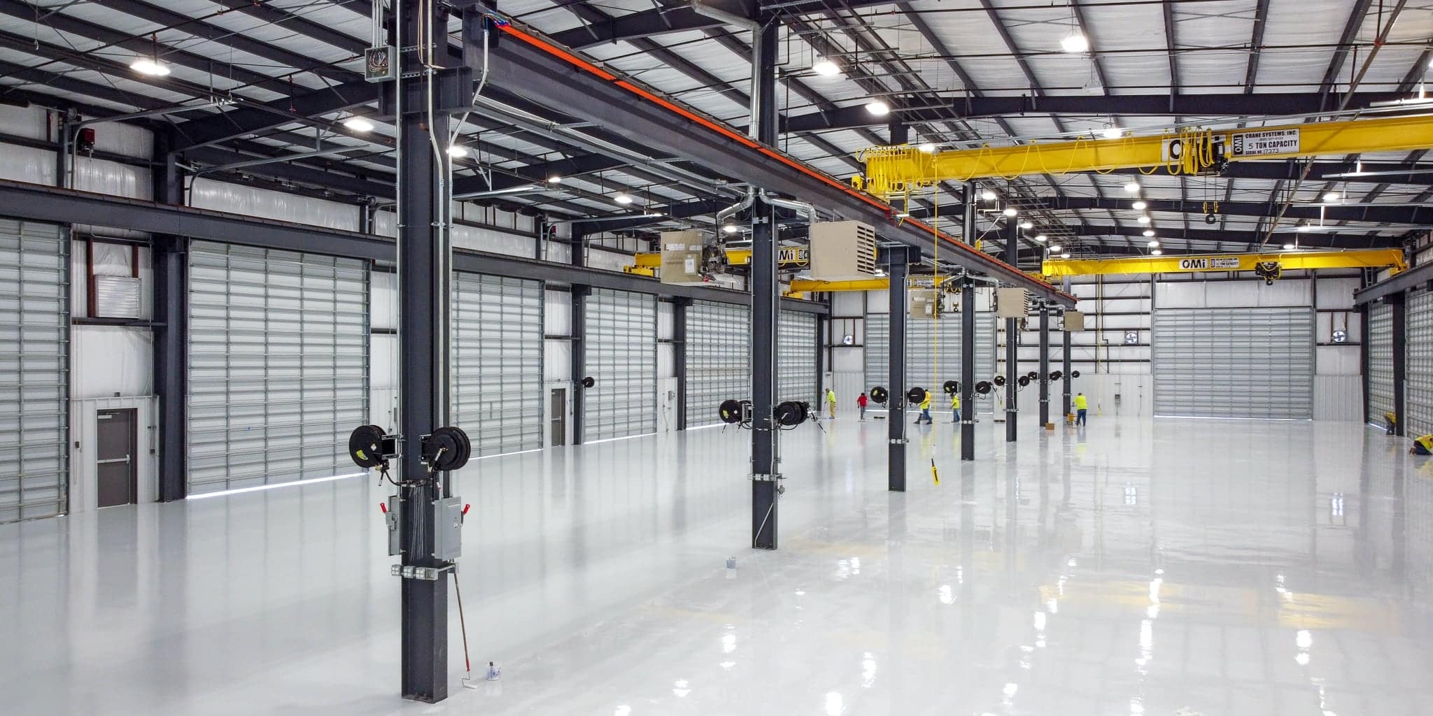 Interior resinous flooring for industrial warehouse